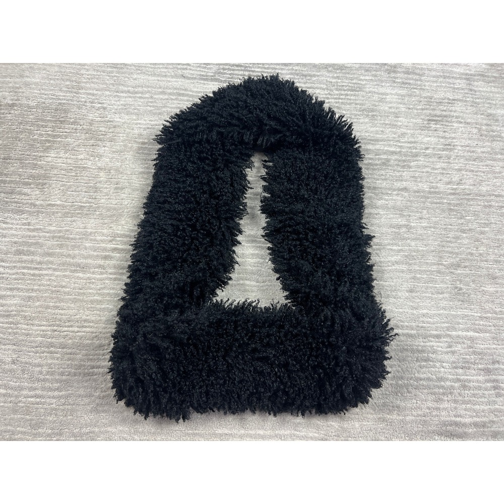 Betsey Johnson Scarf Womens OS Black Faux Fur Shaggy Infinity Loop Winter Cozy